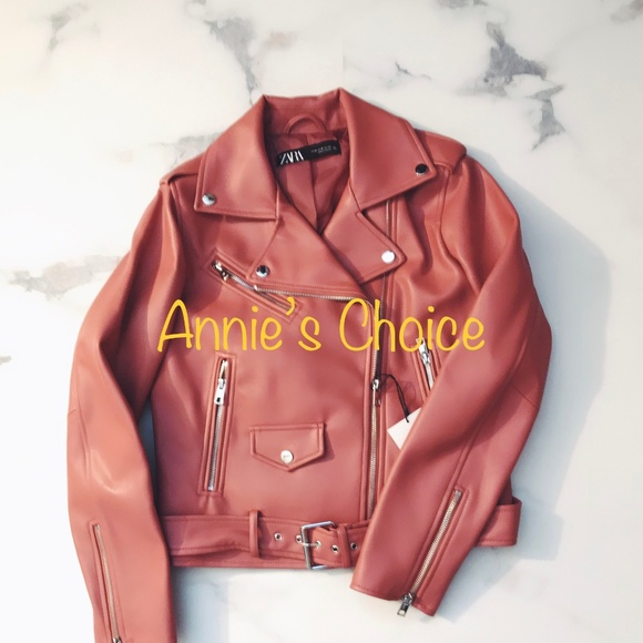 ZARA Faux Leather Biker Jacket:Marsala, US M, L - Picture 7 of 8